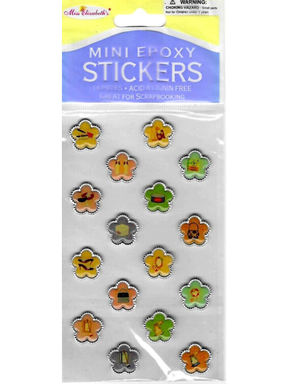 Miss Elizabeth's Mini Epoxy Stickers - 16 Pieces Acid Lignin Free